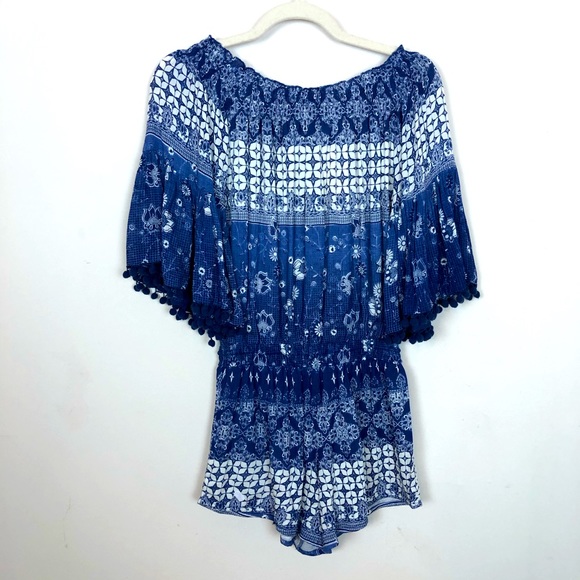 ANTHROPOLOGY Raga Blue Pom Pom Romper Sz XS - Picture 8 of 10
